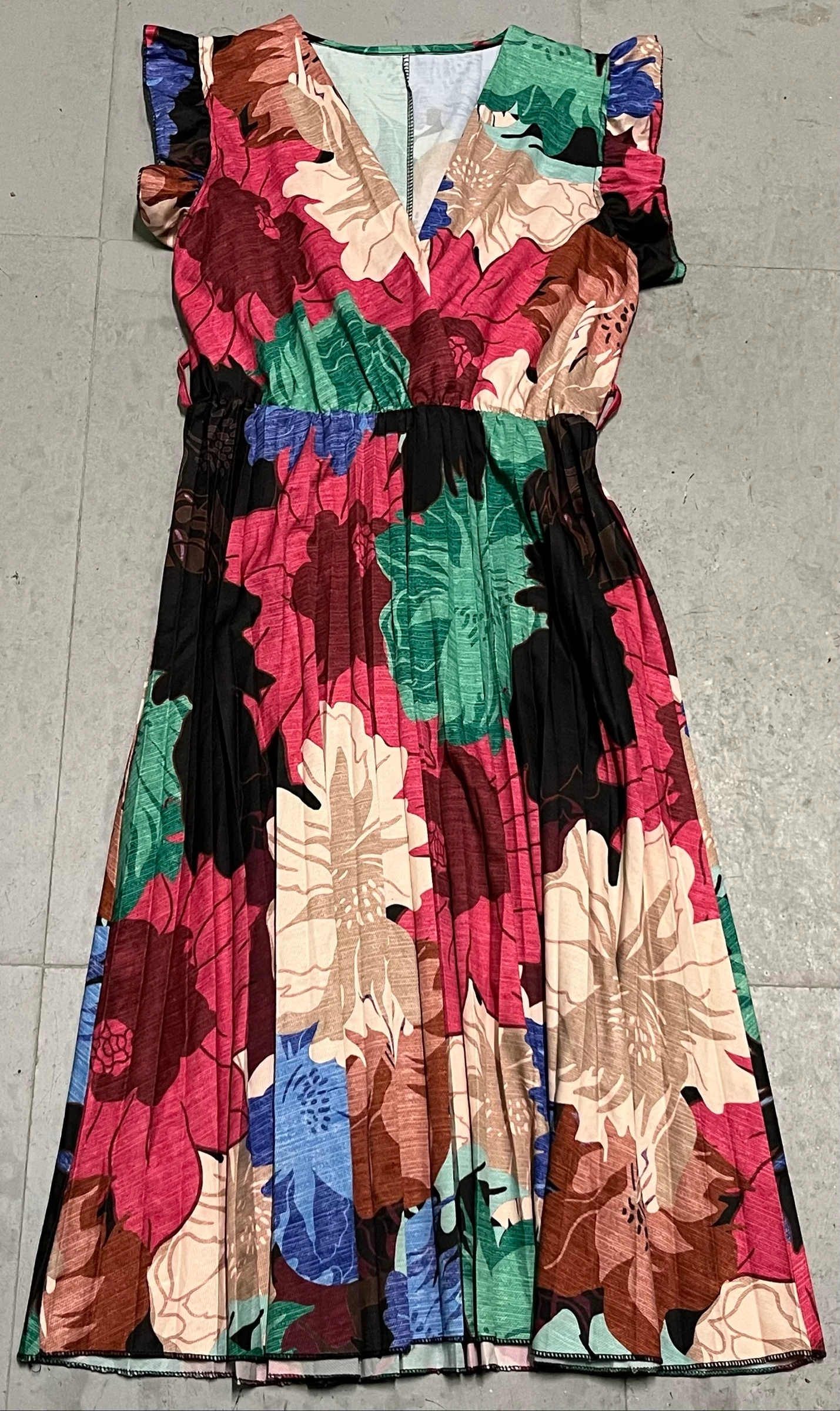 Vestido satinado largo floral multicolor 
